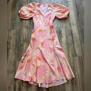 NEW KATE SPADE FALLING FLOWERS Cotton Wrap Midi Dress 6
